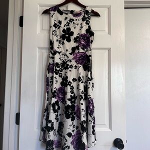 Floral Sleeveless Dress - Black and Purple